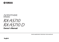 Yamaha RX-AS710 - Owners manual 